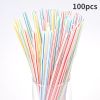 100pcs Disposable Colorful Elbow Plastic Straw; Lengthened; Bendable; Juice Milk Tea Straw