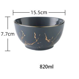 Nordic Light Luxury Style Phnom Penh Marble Household Bowl (Option: Grey-6inch)