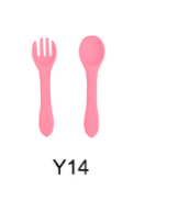 High Quality Natural 100 Food Grade Inventory Easy To Rinse Spoon Weaning Unbreakable Rubber Fork Dishwasher Safe Feeding Set (Option: Y14-Silicone fork spoon)