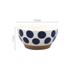 Japanese Nordic Stoneware Blue Raindrop Bowl (Option: Dots-6inch)