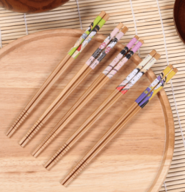 Lady Printed Bamboo Chopsticks (Option: 5color-5pairs)