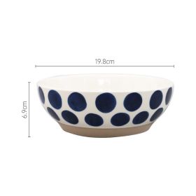 Japanese Nordic Stoneware Blue Raindrop Bowl (Option: Dots-8inch)