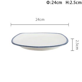 Restaurant Pasta Fruit Matte Ceramic Rib Plate (Option: 10inch blue line strok)