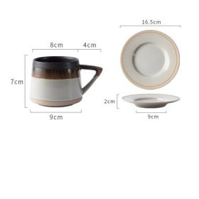 Japanese Retro Stoneware Coffee Cup And Saucer Set (Option: Grey-Cups and saucers)