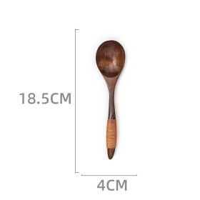 Japanese Style Wooden Long Handle Soup Instant Noodle Spoon (Option: 6 Style)