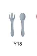 High Quality Natural 100 Food Grade Inventory Easy To Rinse Spoon Weaning Unbreakable Rubber Fork Dishwasher Safe Feeding Set (Option: Y18-Silicone fork spoon)