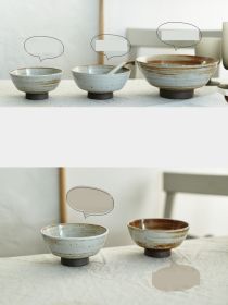 Personalized Rice Bowls Retro Stoneware Dishes Homestay Cooking Tableware (Option: Small bowl light color)