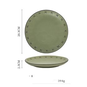 Simple Japanese Plate Matte Round Pasta (Option: Green8 inch X shape)