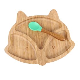 Bamboo Bowl And Plate Bear Dinner Plate Silicone Spoon Set (Option: Fox)