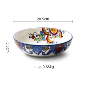 Creative Round Hand Painted Household Ceramic Plate 8 Inch (Option: Luca)