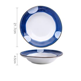 Ceramic Breakfast Plate Round Deep Plate Flat Plate (Option: White leaf)