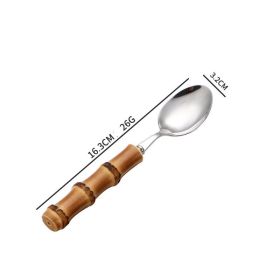 Creative Bamboo Tableware 304 Stainless Steel Steak Cutlery (Option: Tea spoon)