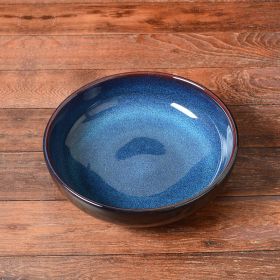 Japanese Style Kiln Changed Ceramic Soup Plate (Option: Dark Blue-6inch)