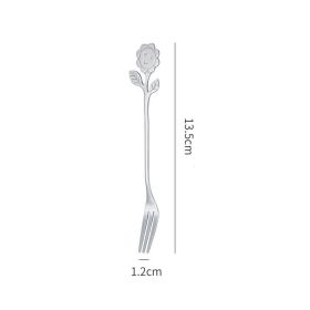 Japanese Style Stainless Steel Cartoon Sunflower Spoon (Option: True colors-Sun flower fork)