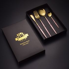 Four-piece Stainless Steel Western Knife Fork And Spoon (Option: Pink gold)