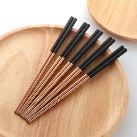 Stainless Steel Chopsticks Color Household Anti-scald Tableware (Option: Black rose-1pairs)