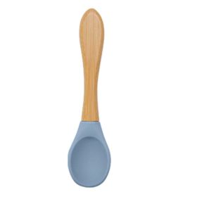 Silicone Baby Food Supplement Tableware Silicone Spoon (Option: Grey blue-3.2x14cm)