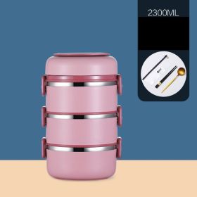 304 Stainless Steel Insulated Barrel Multi-layer Lunch Box (Option: Pink-9 Style)