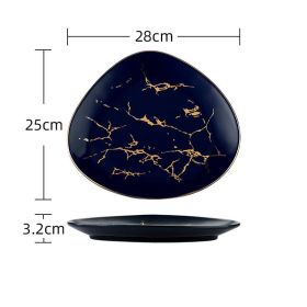 Nordic Light Luxury Style Phnom Penh Marble Household Bowl (Option: Blue-11inch)