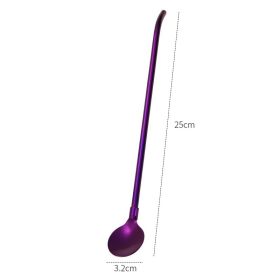 304 Food Grade Stainless Steel Tableware Straw Spoon (Option: Purple-1PC-25cm)