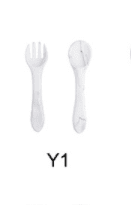 High Quality Natural 100 Food Grade Inventory Easy To Rinse Spoon Weaning Unbreakable Rubber Fork Dishwasher Safe Feeding Set (Option: Y1-Silicone fork spoon)