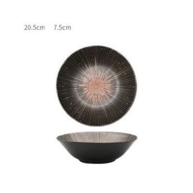 Japanese Style Household Retro Round Dish Dish (Option: Noodle bowl black)