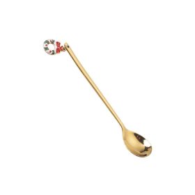 304 Stainless Steel Christmas Spoon (Option: Gold-Christmas wreath)