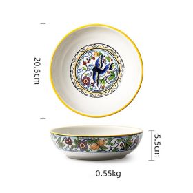 Creative Round Hand Painted Household Ceramic Plate 8 Inch (Option: Heaven bird)