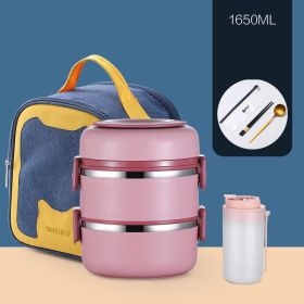 304 Stainless Steel Insulated Barrel Multi-layer Lunch Box (Option: Pink-6 Style)