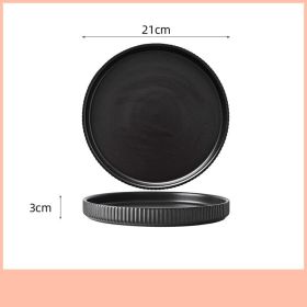 Home Creative Personality Striped Steak Plate (Option: Black-8inch shallow dish)