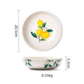 Creative Round Hand Painted Household Ceramic Plate 8 Inch (Option: Lemon)