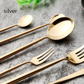 Stainless Steel Polished Portuguese Western Tableware (Option: Silver-Suit-6PCS)