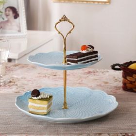 Creative Ceramic  Fruit Plate Home Living Room Dessert Snack Rack (Option: Blue-Medium small plate)