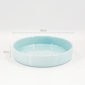 Japanese Flower Arrangement Ceramic Chinese Flower Plate (Option: Cyan-33cm Plate)