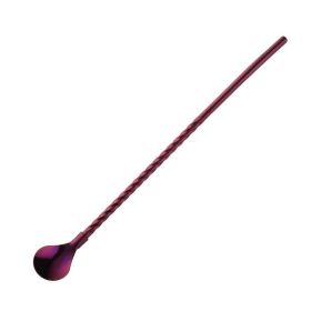 Stainless Steel Threaded Long Handle Straw Spoon Integrated Dual-purpose (Option: Purple-2PCS)