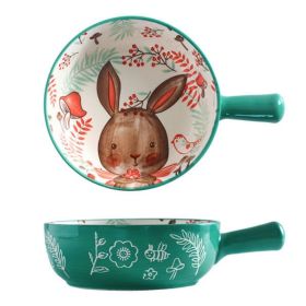 Cartoon Salad Ceramic Handle Noodle Bowl (Option: Cute rabbit)