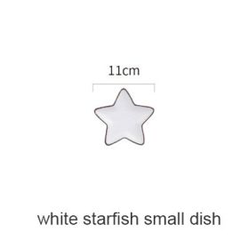 Cute Household Ceramic Plate Ocean Wind Cartoon Bowls And Dishes Tableware Set (Option: Starfish small plate white)