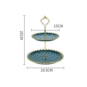 Living Room Coffee Table Household Ceramic Skewer Fruit Dessert Candy Tray Rack (Option: Green-S 2layer)