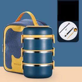 304 Stainless Steel Insulated Barrel Multi-layer Lunch Box (Option: Blue-7 Style)