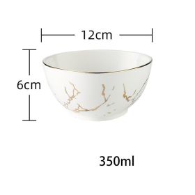 Nordic Light Luxury Style Phnom Penh Marble Household Bowl (Option: White-4.5inch)