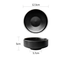 Japanese Vintage Frosted Ceramic Bowl Feature Restaurant Ideas (Option: Black-4.5inches)