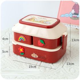 Cute Kids Bento Fruit  Divided Picnic Box (Option: Red-L-With patch)