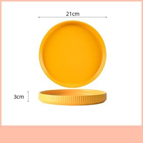 Home Creative Personality Striped Steak Plate (Option: Yellow-8inch shallow dish)