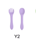 High Quality Natural 100 Food Grade Inventory Easy To Rinse Spoon Weaning Unbreakable Rubber Fork Dishwasher Safe Feeding Set (Option: Y2-Silicone fork spoon)