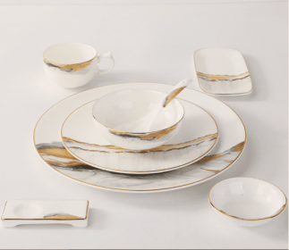 Bone China Hotel Tableware Set Chinese Style (Option: Eight piece set1)