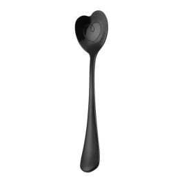 Hollow Heart Shaped Coffee Stirring Spoon Gift (Option: Black-B)