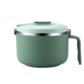 Stainless Steel Instant Noodle Bowl With Lid (Option: Green-Small)