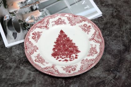 Christmas Tree Tableware European-style Small Luxury Household Ceramic Plate Western Dinner Plate (Option: 8inch red christmas tree)