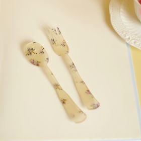 Floral Plaid Decorative Plate Flower Acrylic Spoon (Option: F)