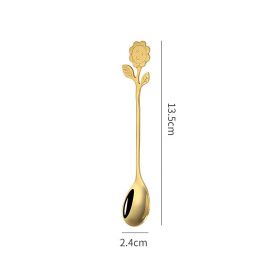 Japanese Style Stainless Steel Cartoon Sunflower Spoon (Option: Gold-Sun flower spoon)